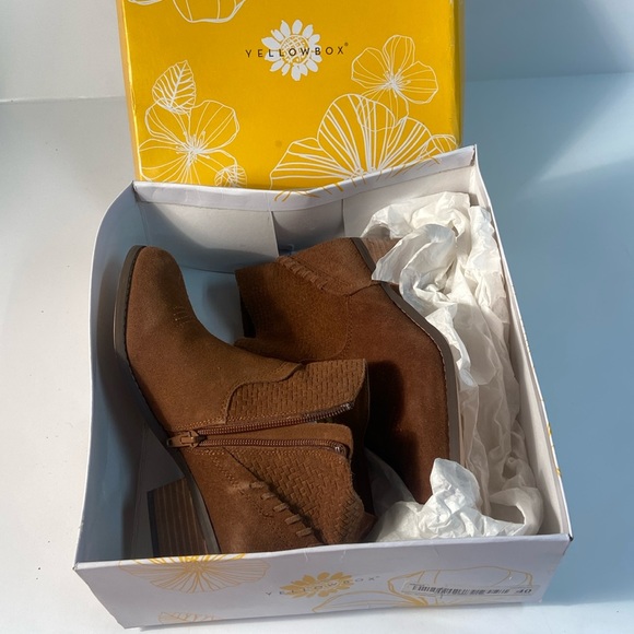 NWT Yellow Box Women’s leather booties sz 7 Chestnut Brown - Picture 2 of 8